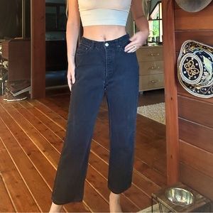 Zara straight leg boyfriend style black denim jeans